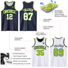 Laden Sie das Bild in den Galerie-Viewer, Custom Navy White-Neon Green Reversible Double Side Sublimation Basketball Suit Jersey