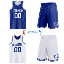 Laden Sie das Bild in den Galerie-Viewer, Custom Royal White Reversible Double Side Sublimation Basketball Suit Jersey