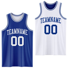 Laden Sie das Bild in den Galerie-Viewer, Custom Royal White Reversible Double Side Sublimation Basketball Suit Jersey