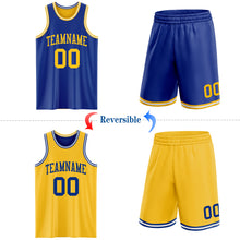 Laden Sie das Bild in den Galerie-Viewer, Custom Royal Gold-White Reversible Double Side Sublimation Basketball Suit Jersey