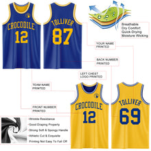Laden Sie das Bild in den Galerie-Viewer, Custom Royal Gold-White Reversible Double Side Sublimation Basketball Suit Jersey