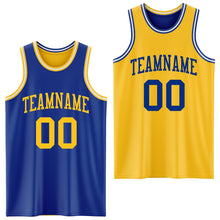 Laden Sie das Bild in den Galerie-Viewer, Custom Royal Gold-White Reversible Double Side Sublimation Basketball Suit Jersey