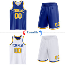 Laden Sie das Bild in den Galerie-Viewer, Custom Royal Gold-White Reversible Double Side Sublimation Basketball Suit Jersey