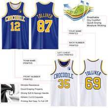 Laden Sie das Bild in den Galerie-Viewer, Custom Royal Gold-White Reversible Double Side Sublimation Basketball Suit Jersey
