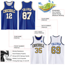Laden Sie das Bild in den Galerie-Viewer, Custom Royal White-Old Gold Reversible Double Side Sublimation Basketball Suit Jersey