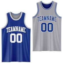 Laden Sie das Bild in den Galerie-Viewer, Custom Royal White-Gray Reversible Double Side Sublimation Basketball Suit Jersey