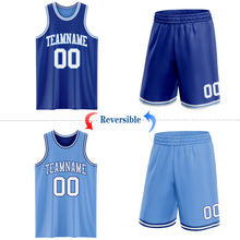 Laden Sie das Bild in den Galerie-Viewer, Custom Royal White-Light Blue Reversible Double Side Sublimation Basketball Suit Jersey