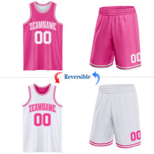 Laden Sie das Bild in den Galerie-Viewer, Custom Pink White Reversible Double Side Sublimation Basketball Suit Jersey