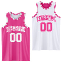 Laden Sie das Bild in den Galerie-Viewer, Custom Pink White Reversible Double Side Sublimation Basketball Suit Jersey