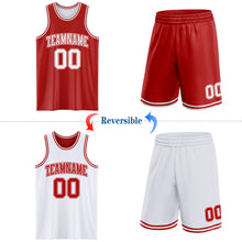 Laden Sie das Bild in den Galerie-Viewer, Custom Red White Reversible Double Side Sublimation Basketball Suit Jersey
