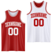 Laden Sie das Bild in den Galerie-Viewer, Custom Red White Reversible Double Side Sublimation Basketball Suit Jersey