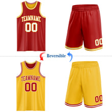 Laden Sie das Bild in den Galerie-Viewer, Custom Red White-Gold Reversible Double Side Sublimation Basketball Suit Jersey