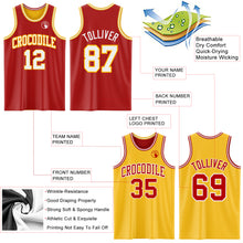 Laden Sie das Bild in den Galerie-Viewer, Custom Red White-Gold Reversible Double Side Sublimation Basketball Suit Jersey