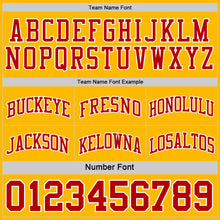 Laden Sie das Bild in den Galerie-Viewer, Custom Red White-Gold Reversible Double Side Sublimation Basketball Suit Jersey