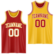Laden Sie das Bild in den Galerie-Viewer, Custom Red White-Gold Reversible Double Side Sublimation Basketball Suit Jersey
