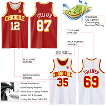 Laden Sie das Bild in den Galerie-Viewer, Custom Red White-Gold Reversible Double Side Sublimation Basketball Suit Jersey