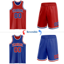 Laden Sie das Bild in den Galerie-Viewer, Custom Red Royal-White Reversible Double Side Sublimation Basketball Suit Jersey