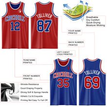 Laden Sie das Bild in den Galerie-Viewer, Custom Red Royal-White Reversible Double Side Sublimation Basketball Suit Jersey