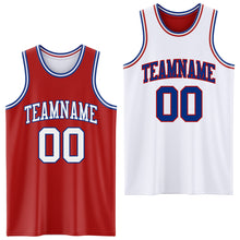 Laden Sie das Bild in den Galerie-Viewer, Custom Red White-Royal Reversible Double Side Sublimation Basketball Suit Jersey