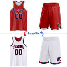 Laden Sie das Bild in den Galerie-Viewer, Custom Red Navy-White Reversible Double Side Sublimation Basketball Suit Jersey