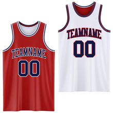 Laden Sie das Bild in den Galerie-Viewer, Custom Red Navy-White Reversible Double Side Sublimation Basketball Suit Jersey