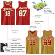 Laden Sie das Bild in den Galerie-Viewer, Custom Red White-Old Gold Reversible Double Side Sublimation Basketball Suit Jersey
