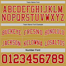 Laden Sie das Bild in den Galerie-Viewer, Custom Red White-Old Gold Reversible Double Side Sublimation Basketball Suit Jersey