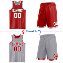 Laden Sie das Bild in den Galerie-Viewer, Custom Red White-Gray Reversible Double Side Sublimation Basketball Suit Jersey
