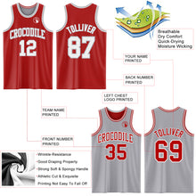 Laden Sie das Bild in den Galerie-Viewer, Custom Red White-Gray Reversible Double Side Sublimation Basketball Suit Jersey