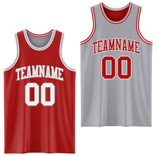 Laden Sie das Bild in den Galerie-Viewer, Custom Red White-Gray Reversible Double Side Sublimation Basketball Suit Jersey