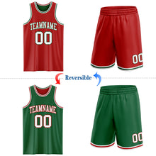 Laden Sie das Bild in den Galerie-Viewer, Custom Red White-Kelly Green Reversible Double Side Sublimation Basketball Suit Jersey