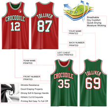 Laden Sie das Bild in den Galerie-Viewer, Custom Red White-Kelly Green Reversible Double Side Sublimation Basketball Suit Jersey