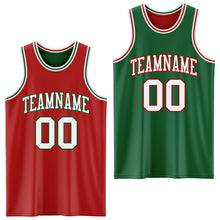 Laden Sie das Bild in den Galerie-Viewer, Custom Red White-Kelly Green Reversible Double Side Sublimation Basketball Suit Jersey