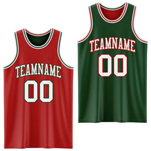 Laden Sie das Bild in den Galerie-Viewer, Custom Red White-Green Reversible Double Side Sublimation Basketball Suit Jersey