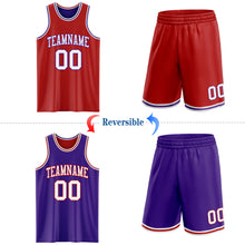 Laden Sie das Bild in den Galerie-Viewer, Custom Red White-Purple Reversible Double Side Sublimation Basketball Suit Jersey