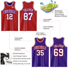 Laden Sie das Bild in den Galerie-Viewer, Custom Red White-Purple Reversible Double Side Sublimation Basketball Suit Jersey