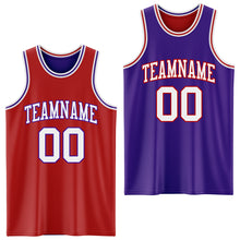 Laden Sie das Bild in den Galerie-Viewer, Custom Red White-Purple Reversible Double Side Sublimation Basketball Suit Jersey