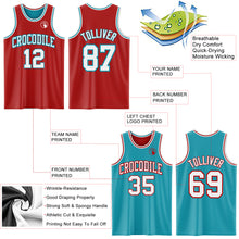 Laden Sie das Bild in den Galerie-Viewer, Custom Red White-Teal Reversible Double Side Sublimation Basketball Suit Jersey