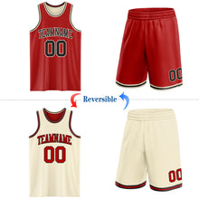Laden Sie das Bild in den Galerie-Viewer, Custom Red Black-Cream Reversible Double Side Sublimation Basketball Suit Jersey