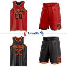 Laden Sie das Bild in den Galerie-Viewer, Custom Red Black-Old Gold Reversible Double Side Sublimation Basketball Suit Jersey