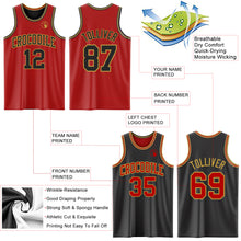 Laden Sie das Bild in den Galerie-Viewer, Custom Red Black-Old Gold Reversible Double Side Sublimation Basketball Suit Jersey