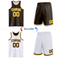 Laden Sie das Bild in den Galerie-Viewer, Custom Brown Gold-White Reversible Double Side Sublimation Basketball Suit Jersey