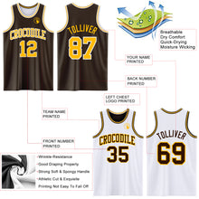 Laden Sie das Bild in den Galerie-Viewer, Custom Brown Gold-White Reversible Double Side Sublimation Basketball Suit Jersey