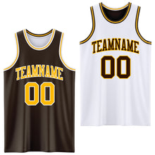 Laden Sie das Bild in den Galerie-Viewer, Custom Brown Gold-White Reversible Double Side Sublimation Basketball Suit Jersey