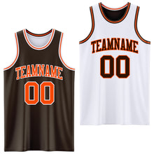 Laden Sie das Bild in den Galerie-Viewer, Custom Brown Orange-White Reversible Double Side Sublimation Basketball Suit Jersey