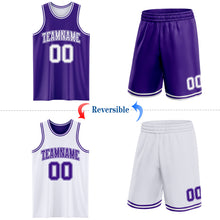 Laden Sie das Bild in den Galerie-Viewer, Custom Purple White Reversible Double Side Sublimation Basketball Suit Jersey