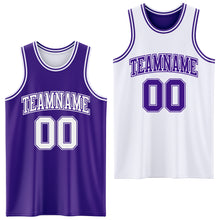 Laden Sie das Bild in den Galerie-Viewer, Custom Purple White Reversible Double Side Sublimation Basketball Suit Jersey