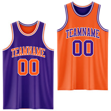 Laden Sie das Bild in den Galerie-Viewer, Custom Purple Orange-White Reversible Double Side Sublimation Basketball Suit Jersey