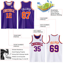 Laden Sie das Bild in den Galerie-Viewer, Custom Purple Orange-White Reversible Double Side Sublimation Basketball Suit Jersey