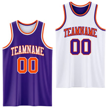 Laden Sie das Bild in den Galerie-Viewer, Custom Purple Orange-White Reversible Double Side Sublimation Basketball Suit Jersey